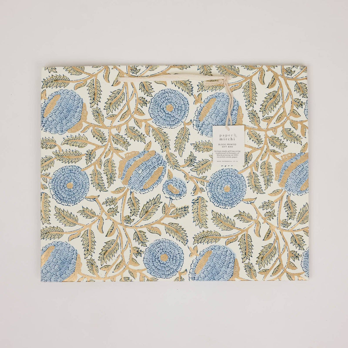 Block Printed Gift Bags - Blue Stone Refresh - Large