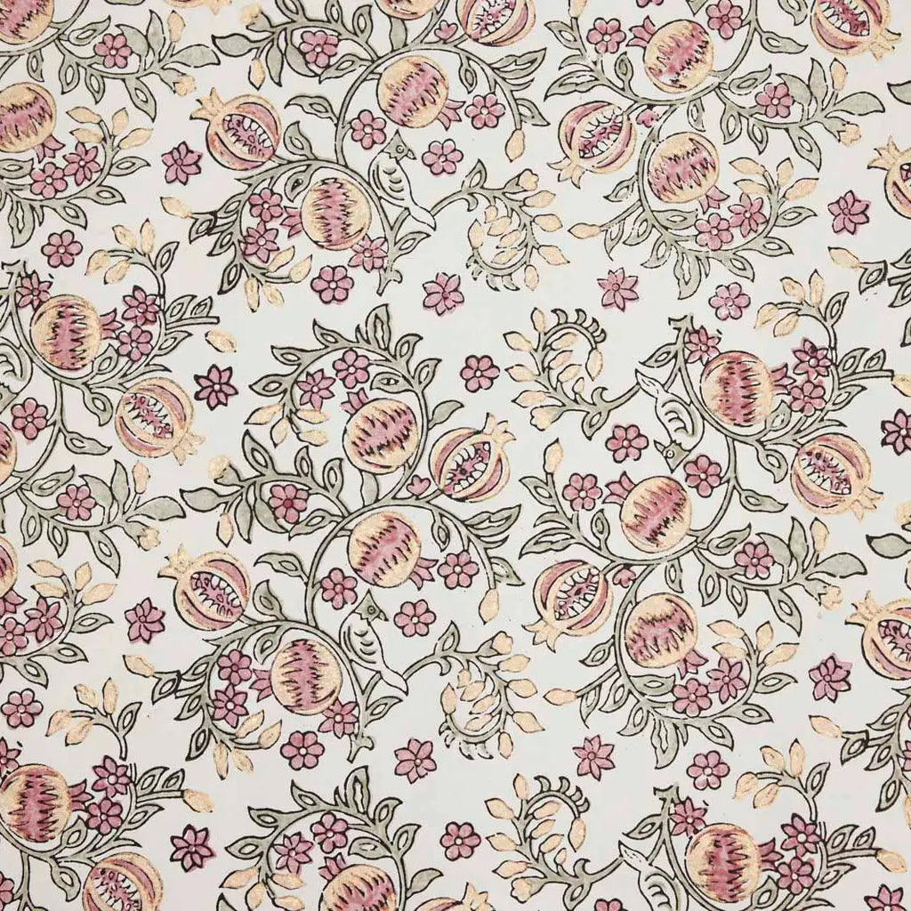 Block Printed Wrapping Paper Sheets - Pomegranate Pink Earth