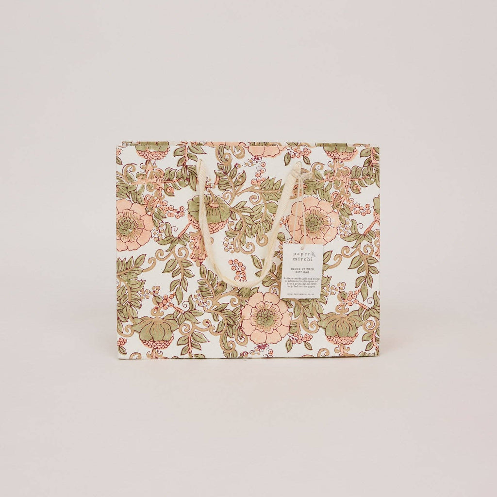 Block Printed Gift Bags - Terracotta - Medium