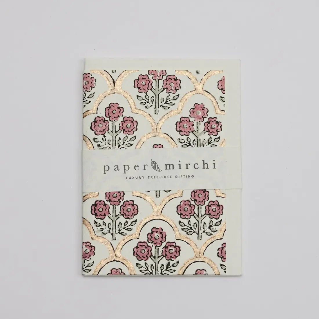 Hand Block Printed Greeting Card - Trellis Pink Earth