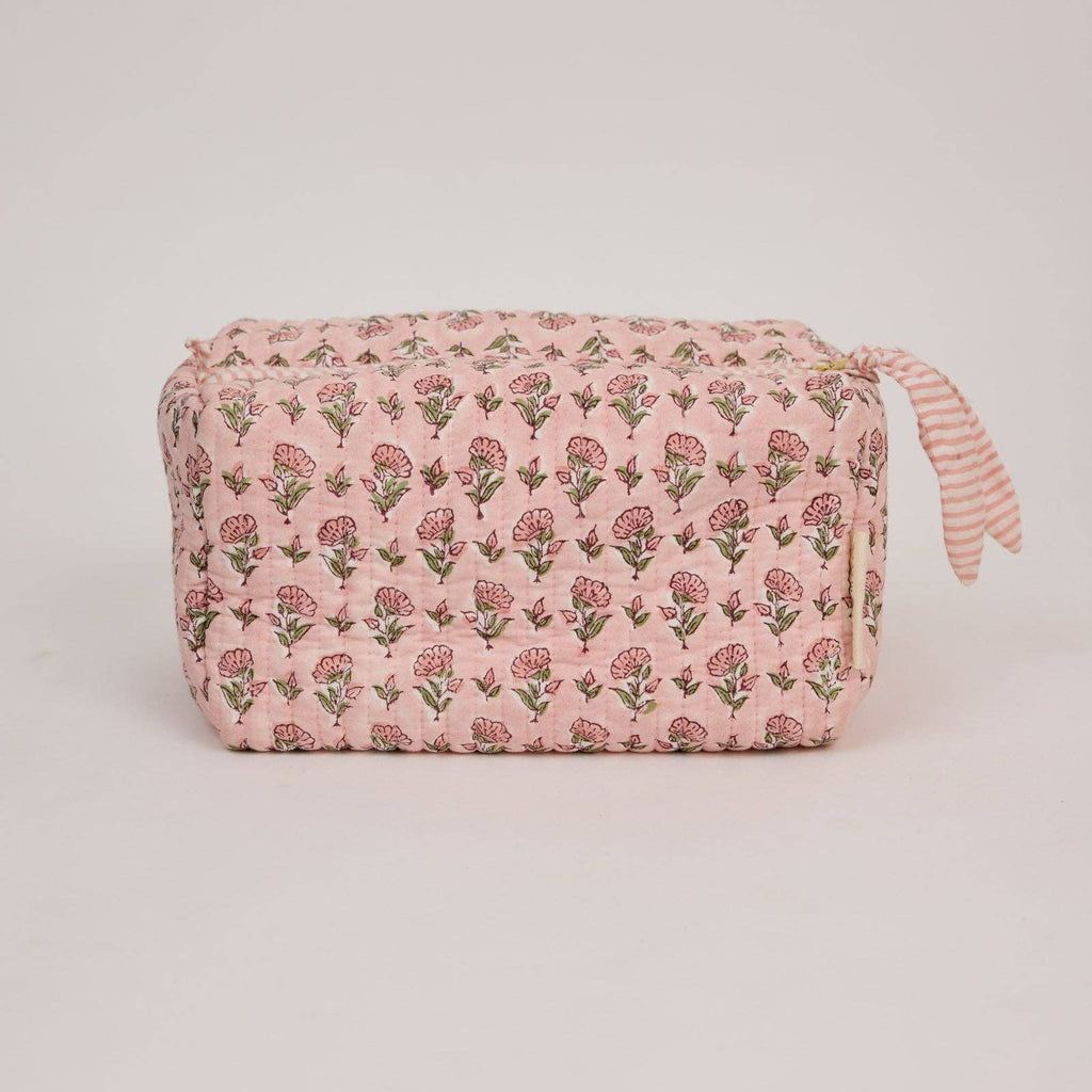 Organic Cotton Toiletry Bag - Ditsy Floral Blush - Large