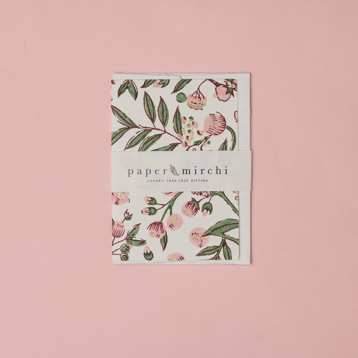 Block Printed Greeting Card - Songbird Blush
