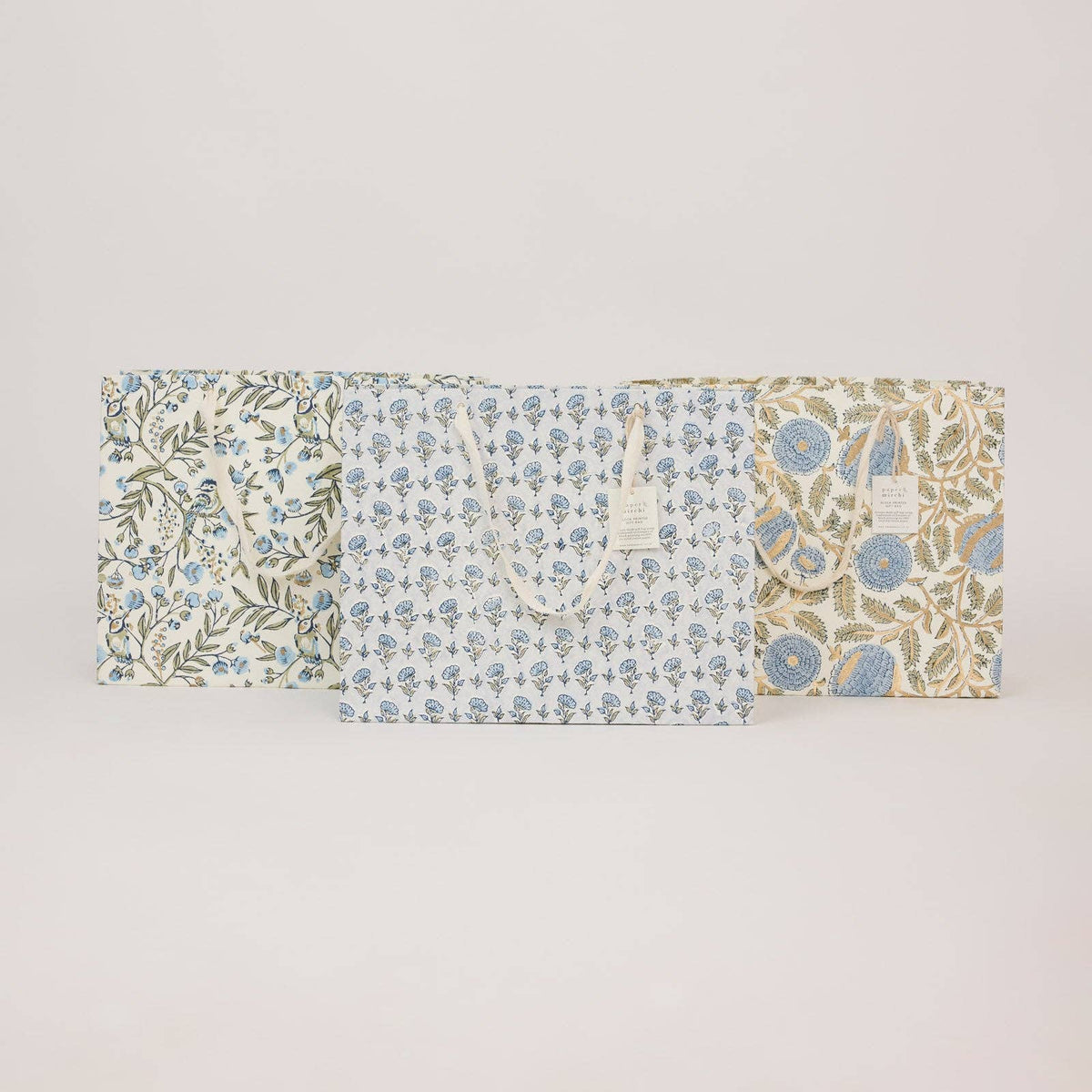 Block Printed Gift Bags - Blue Stone Refresh - Large