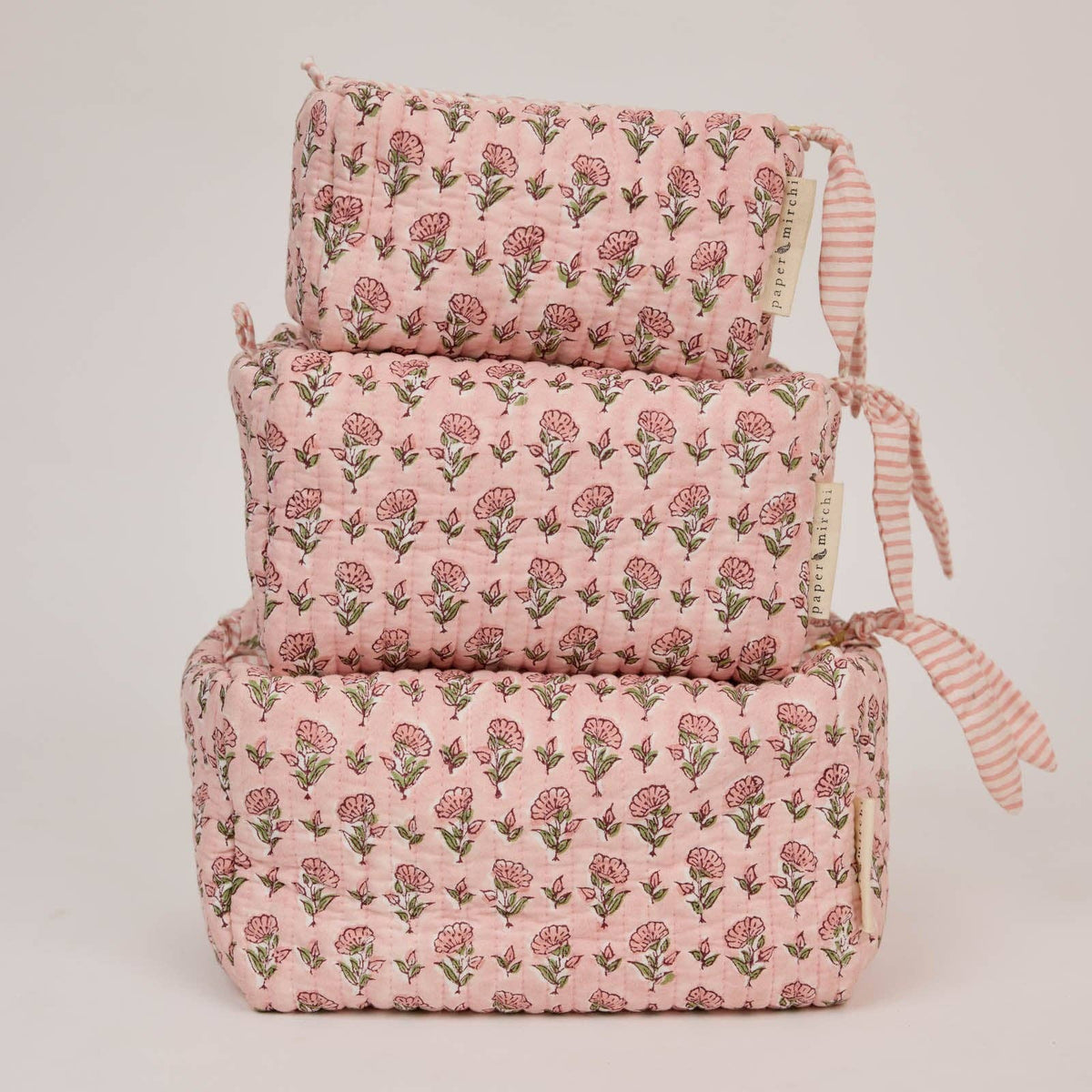 Organic Cotton Toiletry Bag - Ditsy Floral Blush - Small