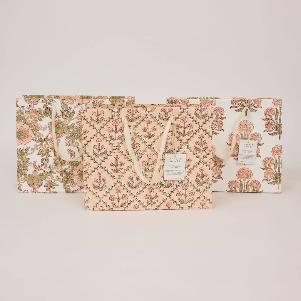Block Printed Gift Bags - Terracotta - Medium