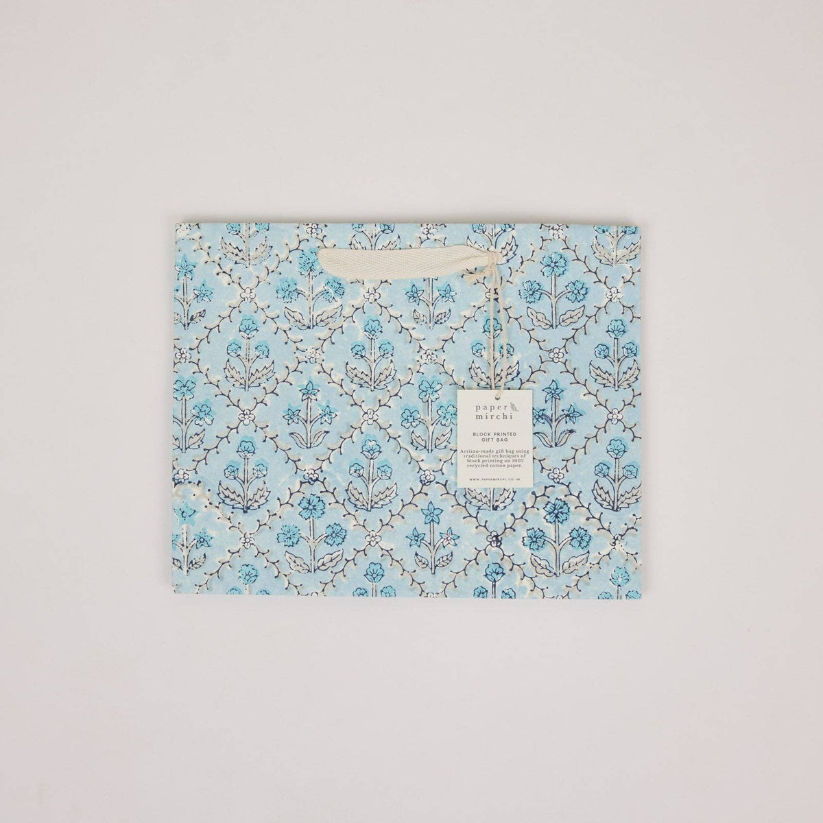 Block Printed Gift Bags - Blue Opal - Medium