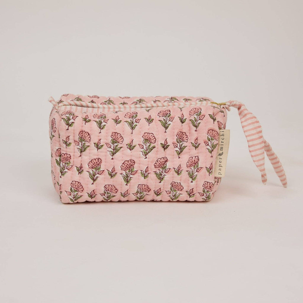 Organic Cotton Toiletry Bag - Ditsy Floral Blush - Small