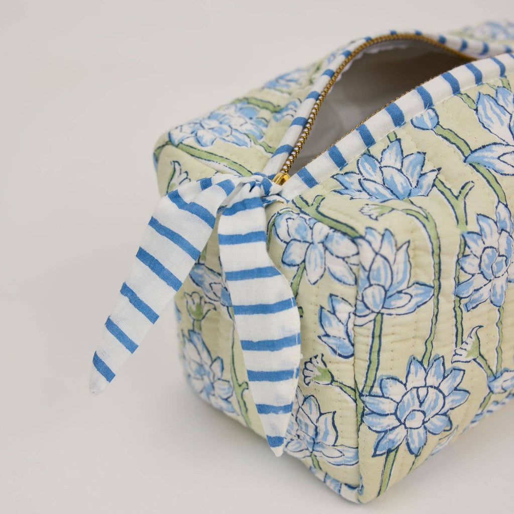 Organic Cotton Toiletry Bag - Lotus Indigo - Medium