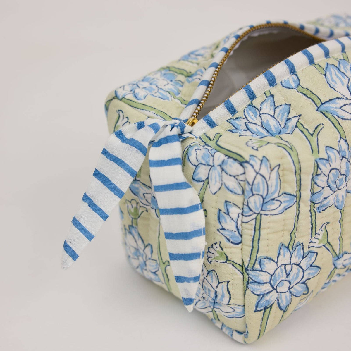 Organic Cotton Toiletry Bag - Lotus Indigo - Medium