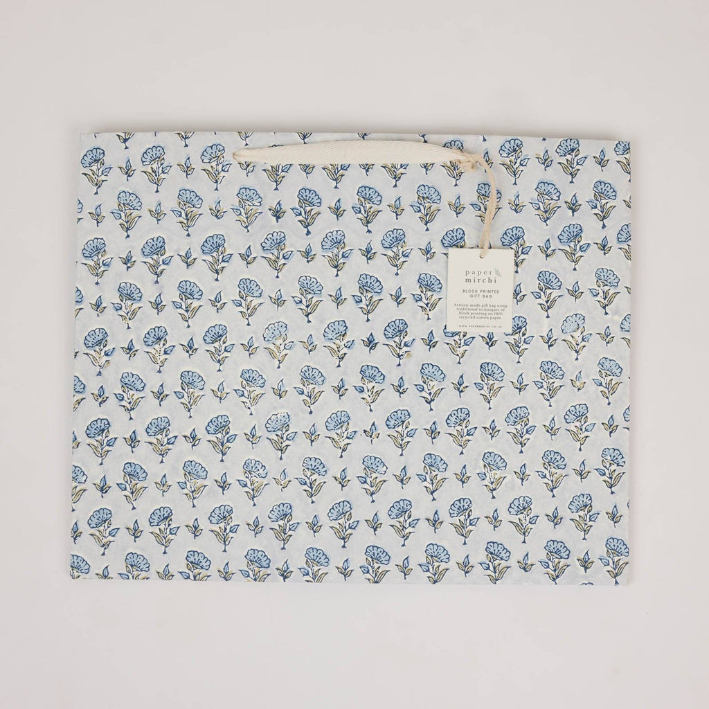 Block Printed Gift Bags - Blue Stone Refresh - Large