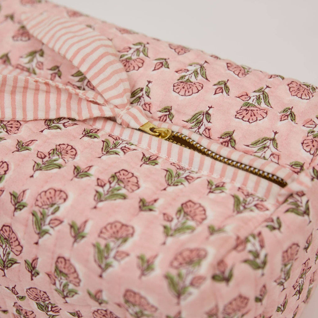 Organic Cotton Toiletry Bag - Ditsy Floral Blush - Large