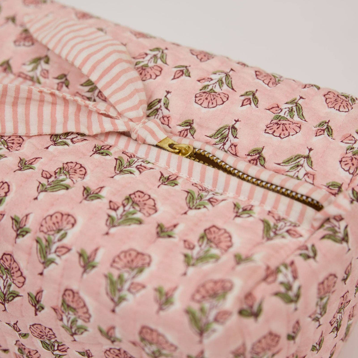 Organic Cotton Toiletry Bag - Ditsy Floral Blush - Large