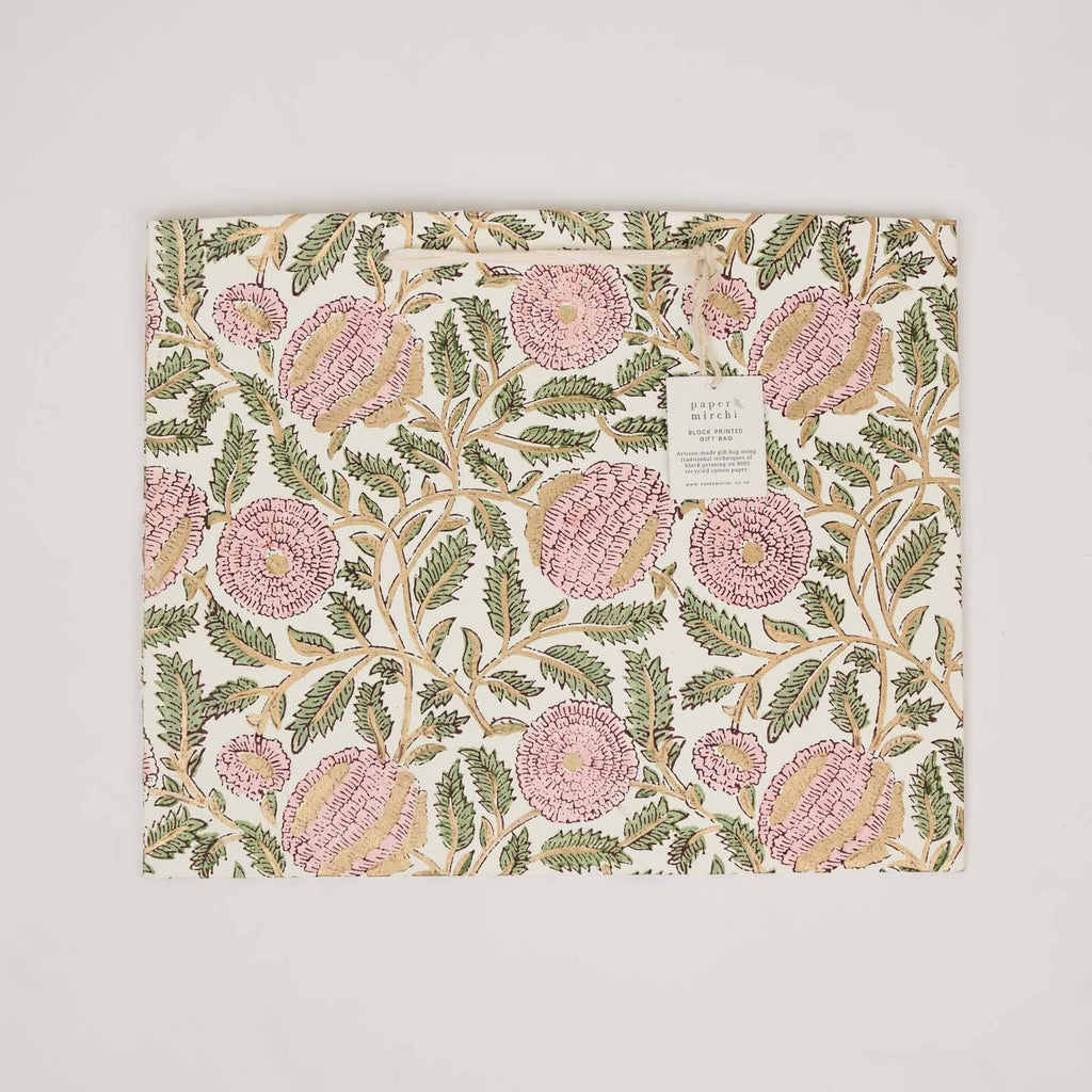 Block Printed Gift Bags - Blush Refresh - Large