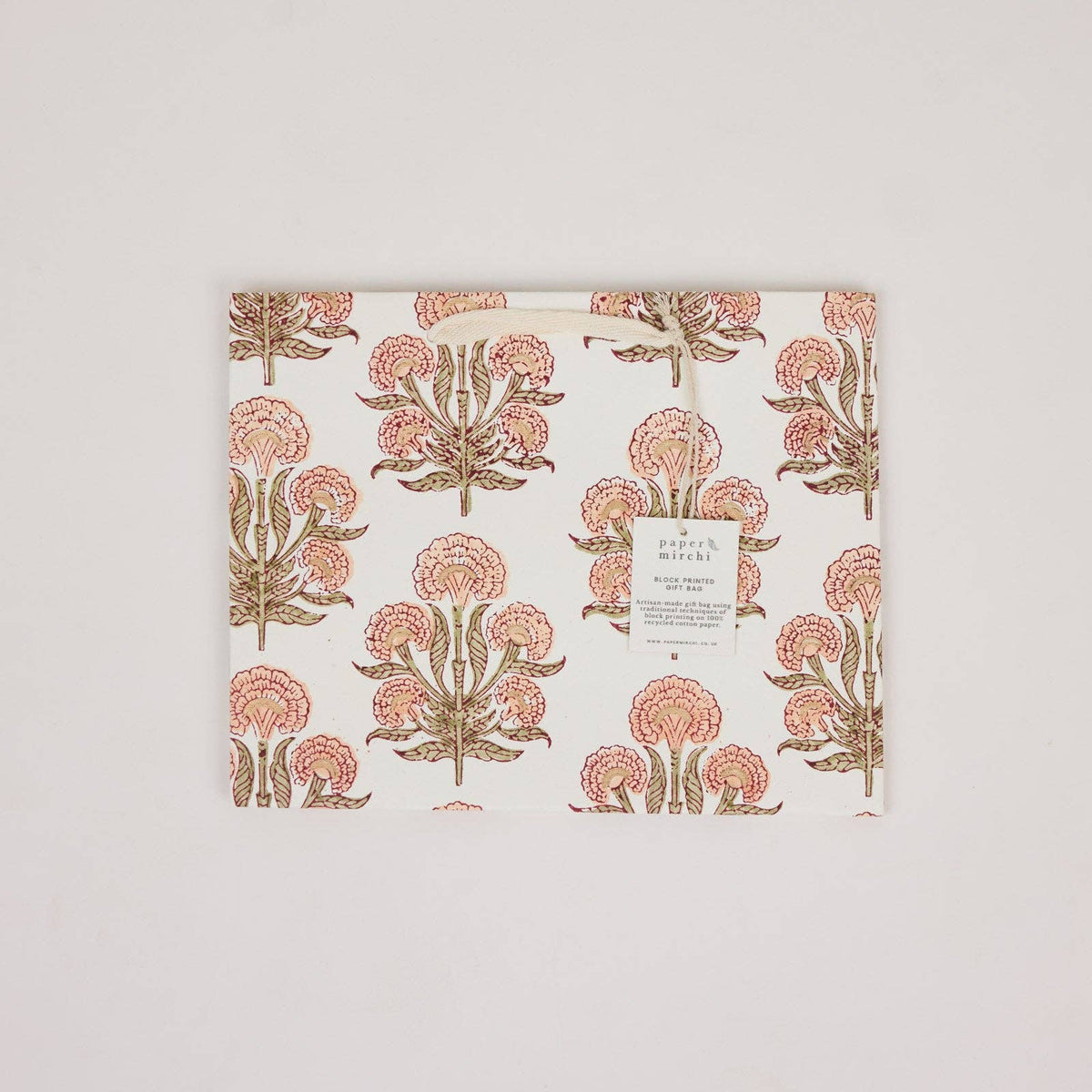 Block Printed Gift Bags - Terracotta - Medium