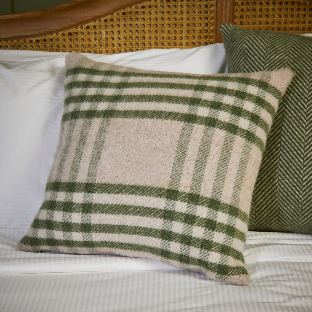 Hex Check Cushion - Olive