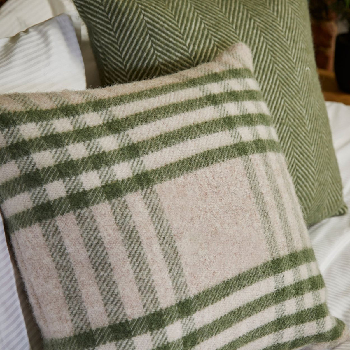 Hex Check Cushion - Olive