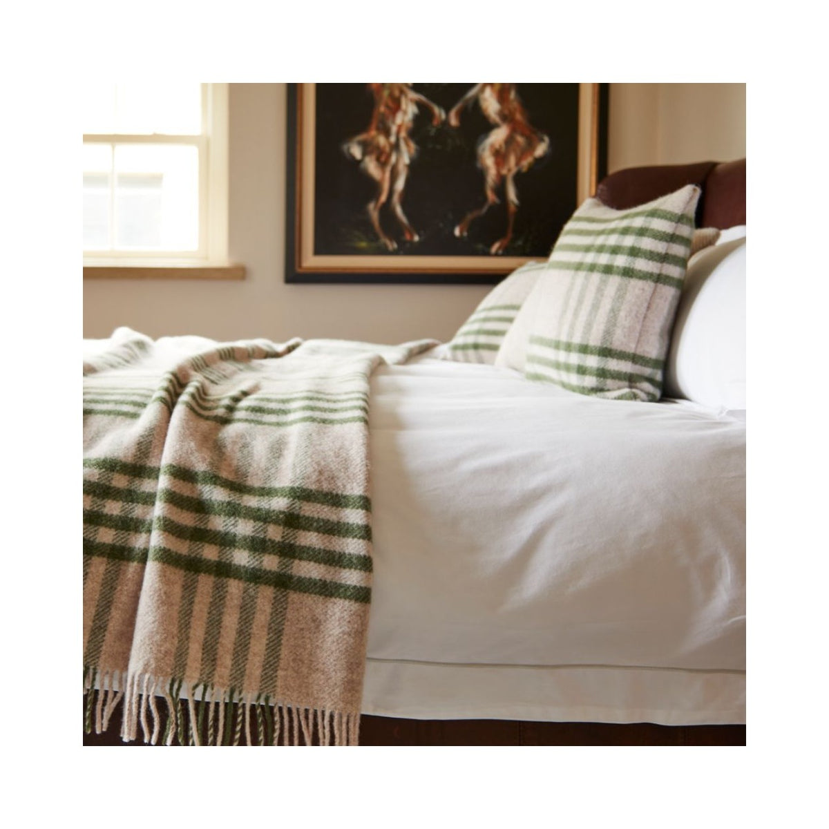 Hex Check Cushion - Olive
