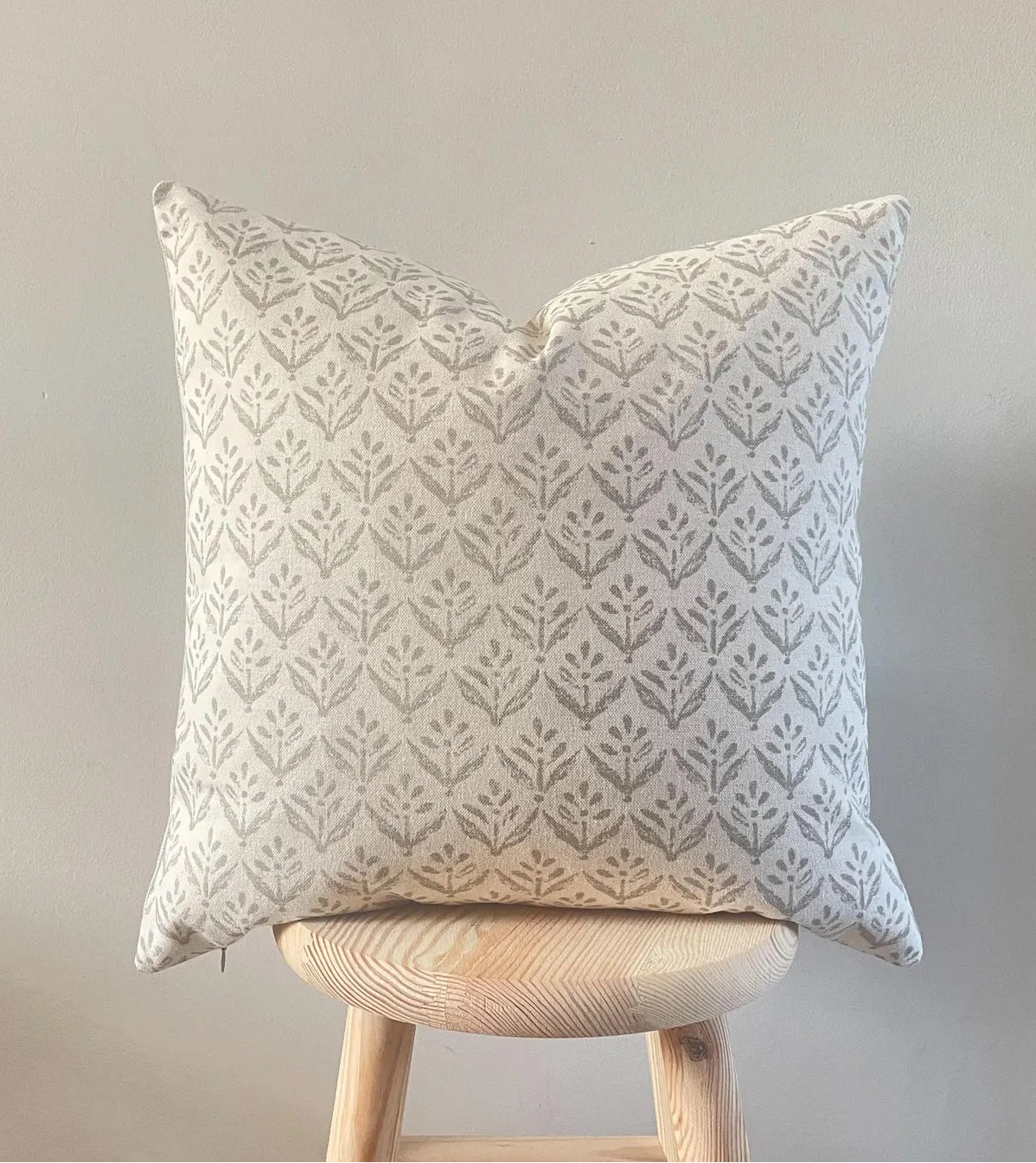 Leaf Print Linen Cushion Cover - Natural