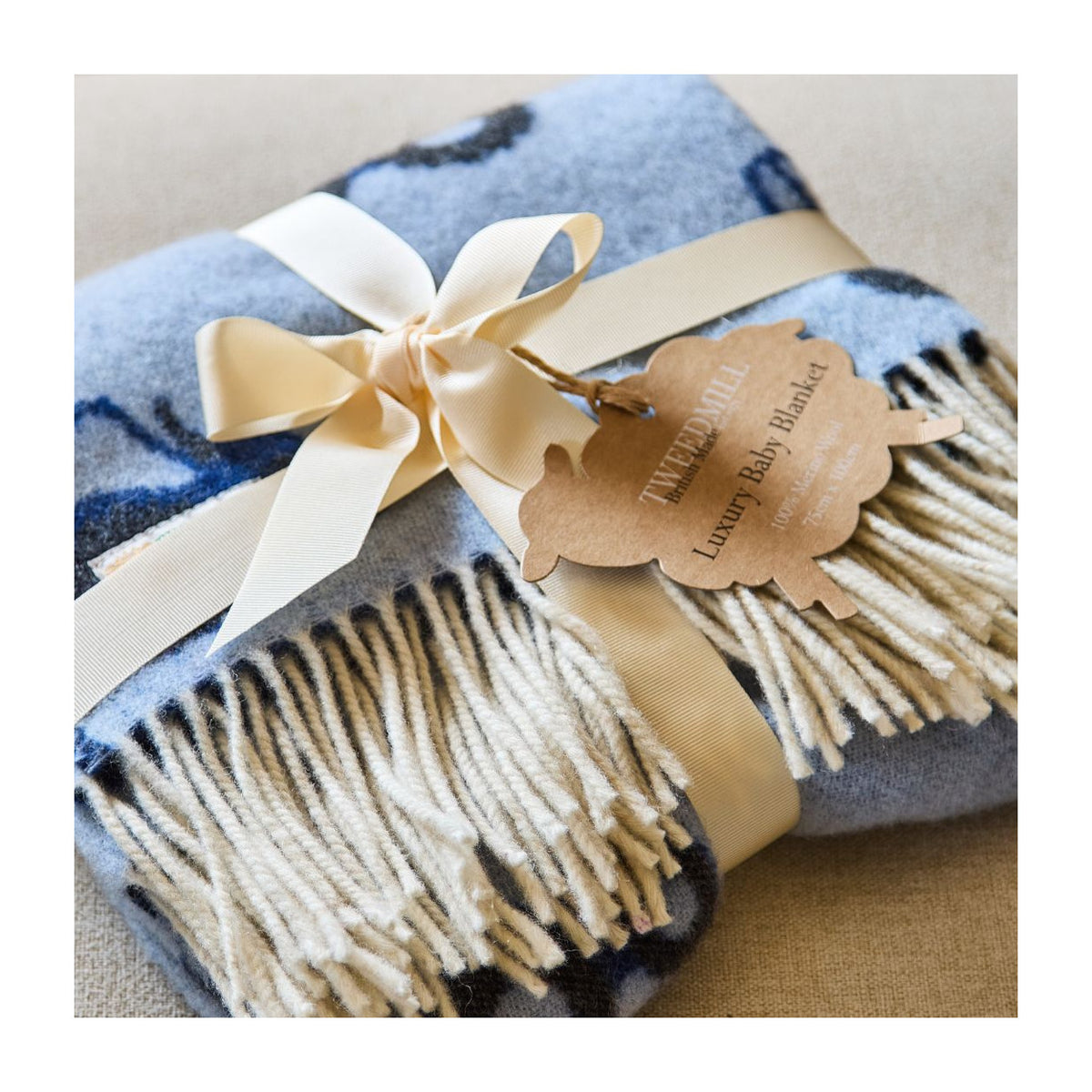 Merino Wool Baby Blanket - Tractor