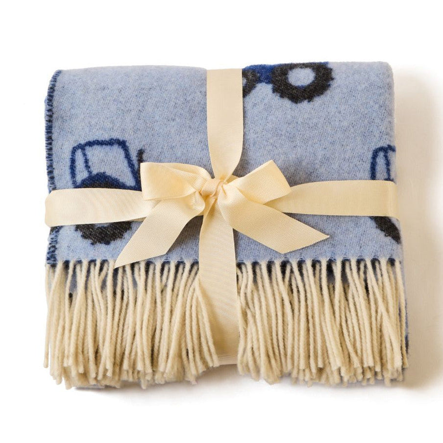 Merino Wool Baby Blanket - Tractor