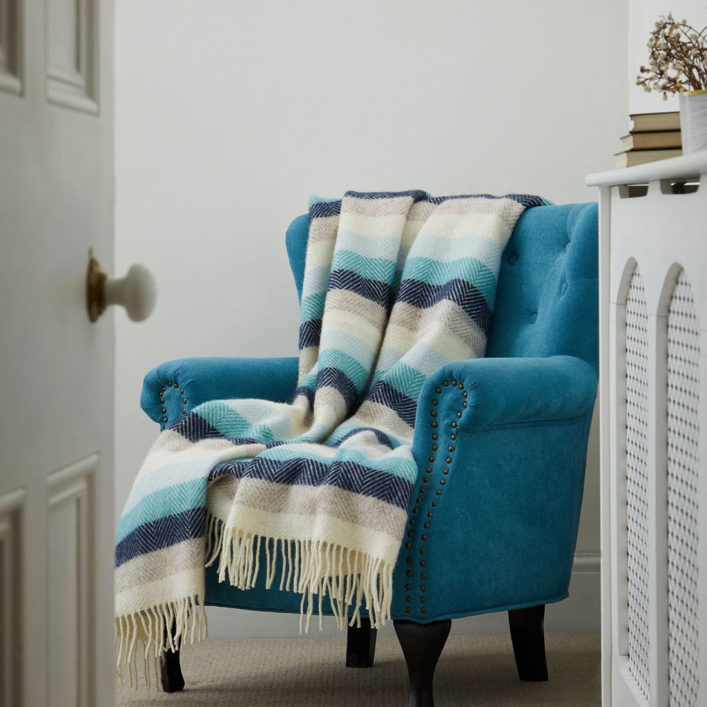 Coastal Blue Seaside Stripe Throw