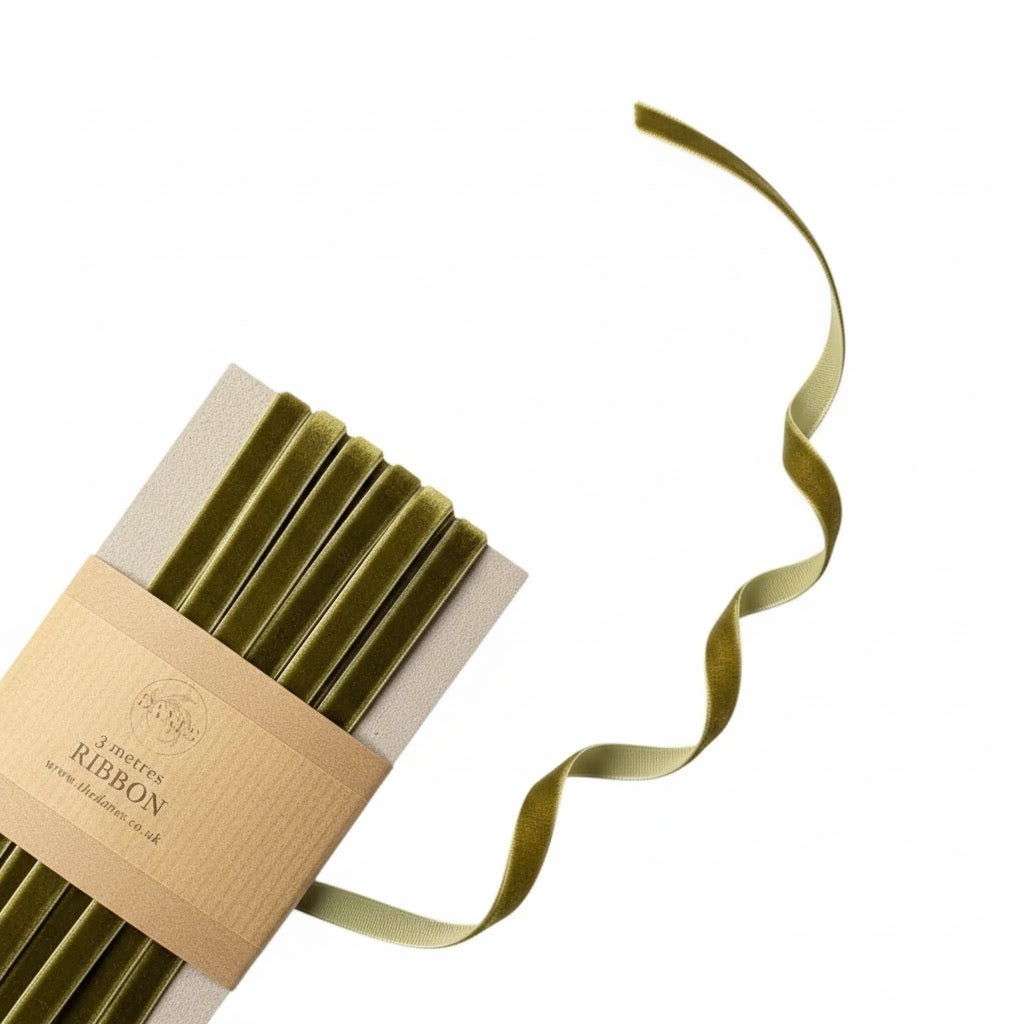 Velvet Ribbon - 6mm X 3M - Moss Green
